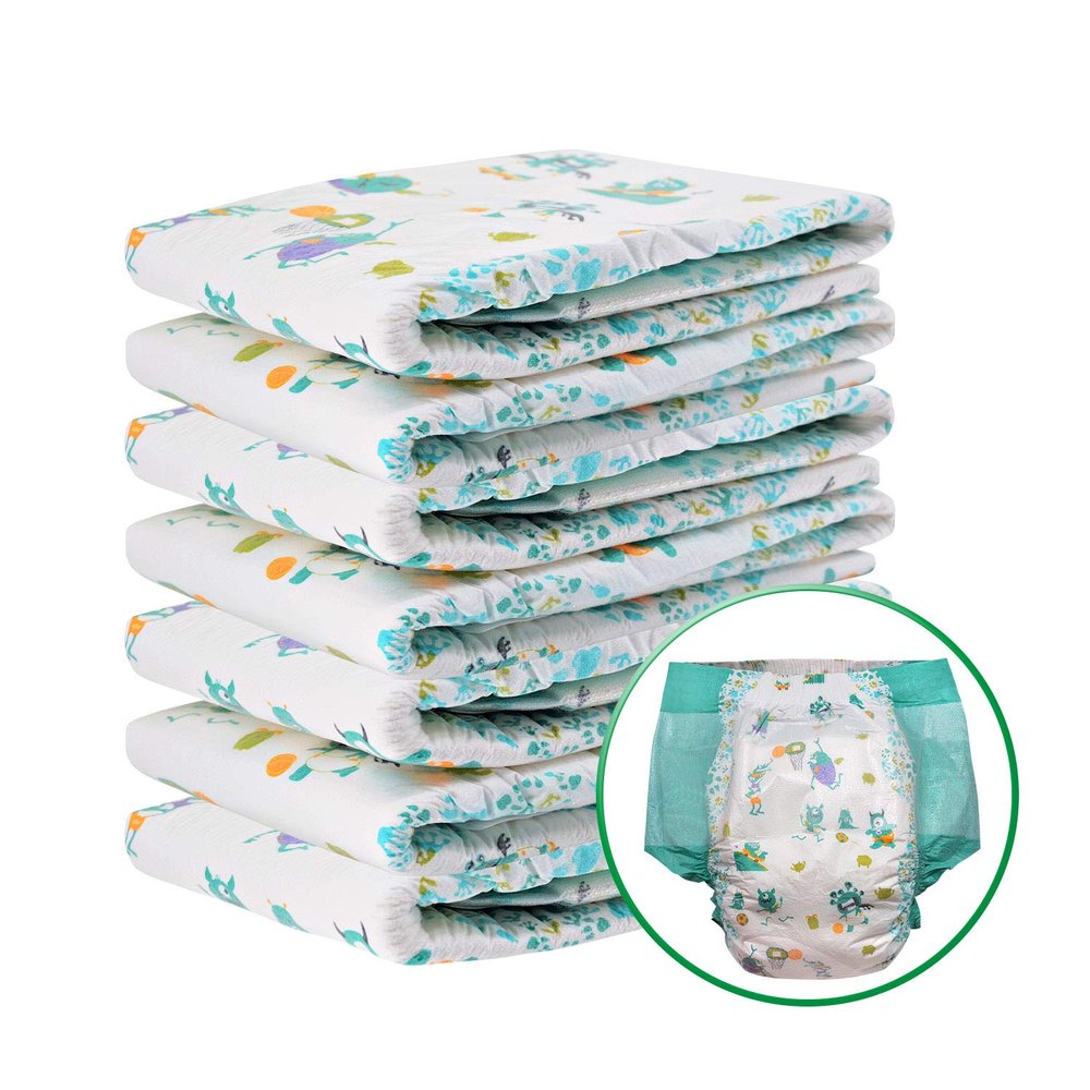 Sunowe Adult Diapers with Tabs, 6000mL Absorbency, 7-Pack Disposable Incontinence Briefs, Unisex Medium 25"-46" (Green)