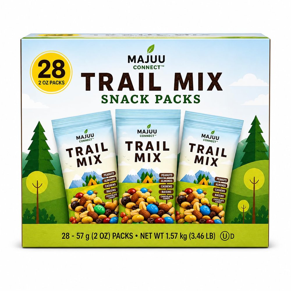 Trail Mix Snack Packs Bulk Family Size 28 Count Nut, Raisin & Chocolate Mix, 2 oz Individual Pouches (56 oz Total), Kosher Dairy