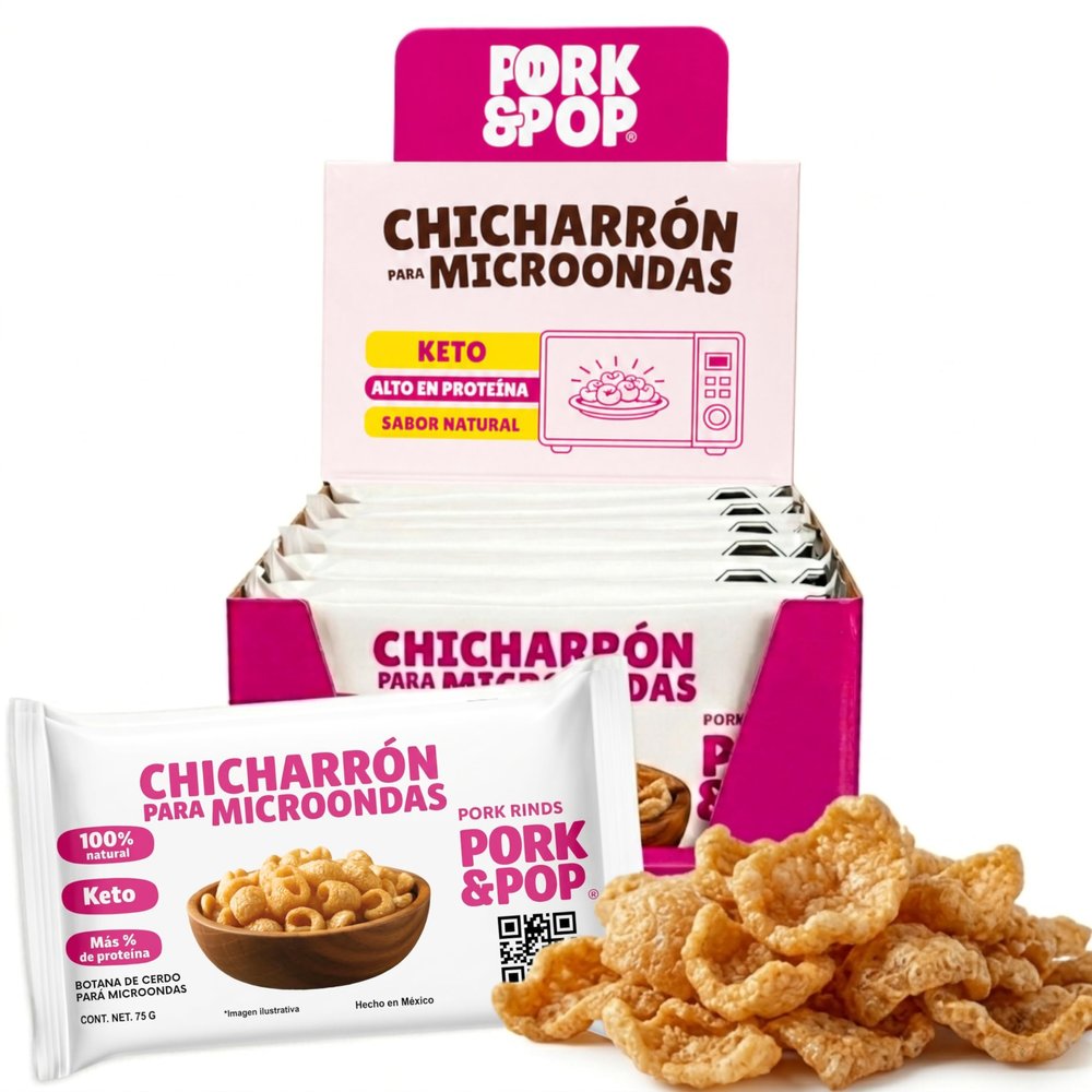 PORK & POP Microwave Pork Rinds, Microwave Chicharrones, Keto Friendly Pork Rind Snack, Ready in Minutes, 100% Natural, 10 Count (2.64 oz Each)