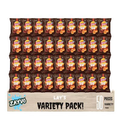 aas Barbecue Potato Chips, 1 oz. Single-Serve Bags, Pack of 50 Crispy, Savory Snack for Parties, Lunches & On-the-Go"