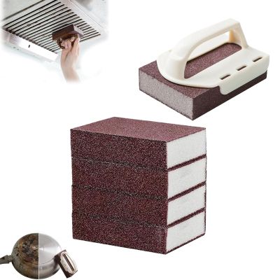 Decontamination Cleaning Brush, Magic Emery Cleaning Sponge, Heavy Duty Nano Carbide Cleaning Sponge, Removable Emery Sponge with Handle, Magic Cleaning Sponges for Pots and Pans (5PC)