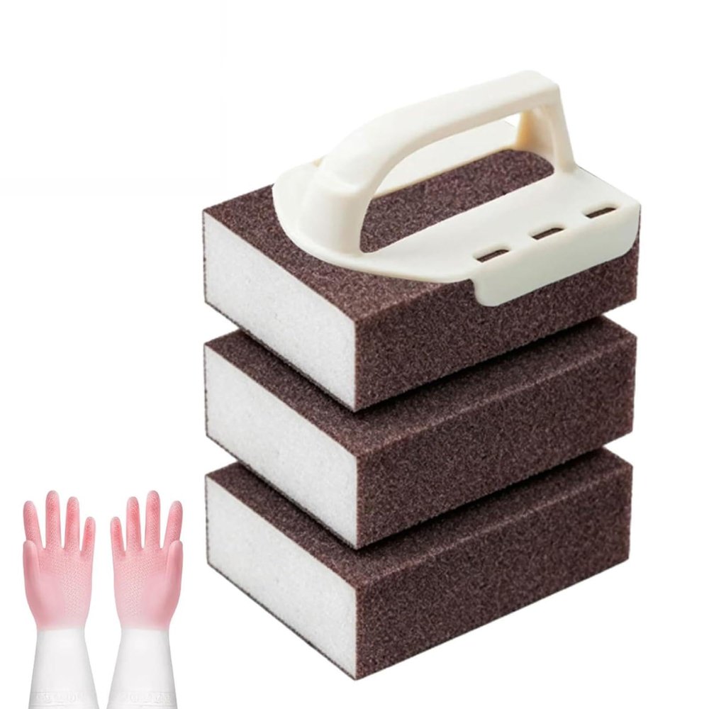 Magic Cleaning Sponge, Carborundum Emery Sponge Scrubber for Heavy-Duty Cleaning, Rust Remover & Descaling Eraser, Carbide Cleaning Pads for Removing Rust Cleaning Pots (3pcs)