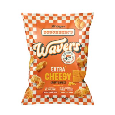 WAVERS by Doughbrik's Snacks, Extra Cheesy Flavor 0.5 oz Bags, Crispy Crunchy Texture Perfect Anytime Snack Made in the USA (6-Pack)