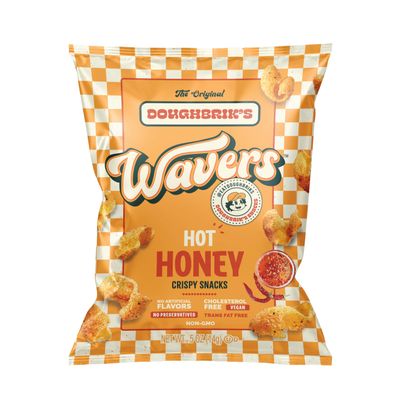 WAVERS by Doughbrik's Snacks, Hot Honey Flavor 0.5 oz Bags, Crispy Crunchy Texture Perfect Anytime Snack Made in the USA (6-Pack)
