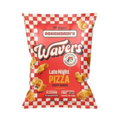 WAVERS by Doughbrik's Snacks, Late Night Pizza Flavor 0.5 oz Bags, Crispy Crunchy Texture Perfect Anytime Snack Made in the USA (6-Pack)