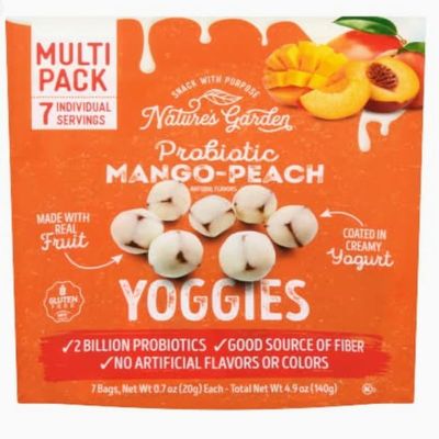 Nature's Garden Probiotic Mango-Peach Yoggies Multi Pack - 7 Bags (Pack of 2).