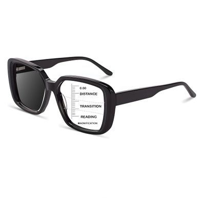 HOOBAY Photochromic Progressive Multifocus Reading Glasses Women,Progressive Readers No Line Quick-Transition Sunglasses (Black, 1, x)