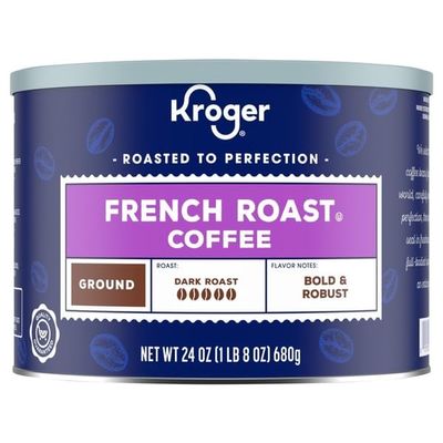 French Roast Dark Roast Ground Coffee, Bold & Intense Flavor, Low Acidity, Rich Aroma, for Drip & French Press, 24 oz