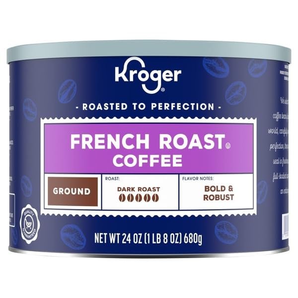French Roast Dark Roast Ground Coffee, Bold & Intense Flavor, Low Acidity, Rich Aroma, for Drip & French Press, 24 oz