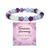 FUQBXCX Menopause Bracelet for Women, Natural Crystal Elastic Bracelets Hot Flashes & Anxiety Relief Calming Balance Menopause's Support Jewelry Gift With Card (Purple Card) view 1