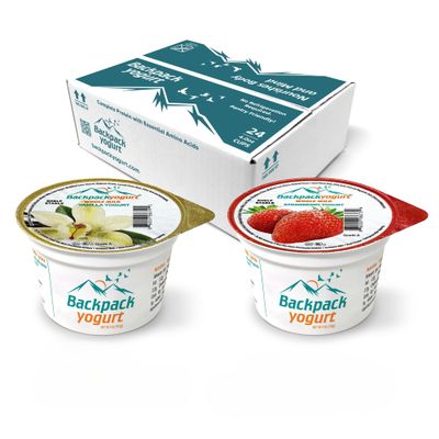 Backpack Yogurt Vanilla and Strawberry Variety Pack, 4 oz (24ct), No Fridge Needed