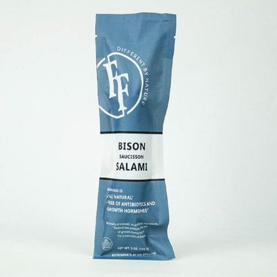 Fossil Farms Bison Saucisson Salami, Fresh Lean Robust Flavor, 12 count of 5 oz each, 45 oz Case, Perfect for Charcuterie Boards and Gourmet Sandwiches