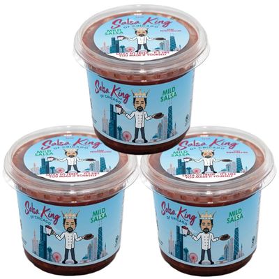 Salsa King Mild Salsa 3-Pack Chicagos Best Fresh Salsa, Restaurant-Style Refrigerated Salsa Dip, All-Natural Mild Flavor for Chips, Tacos & Party Snacks