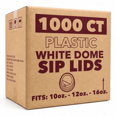 VeZee White Dome Lids for 10, 12 & 16 oz Poly Paper Cups | Leak Resistant Fit with Sip Opening and Vent Hole | Disposable Plastic Lids for Hot Cold Drinks Coffee Tea Cups | 3000 Count