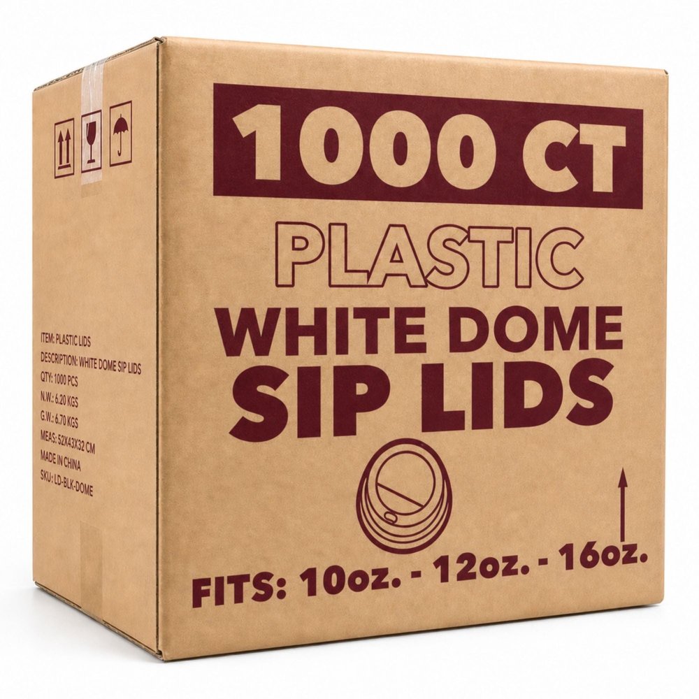 VeZee White Dome Lids for 10, 12 & 16 oz Poly Paper Cups | Leak Resistant Fit with Sip Opening and Vent Hole | Disposable Plastic Lids for Hot Cold Drinks Coffee Tea Cups | 3000 Count