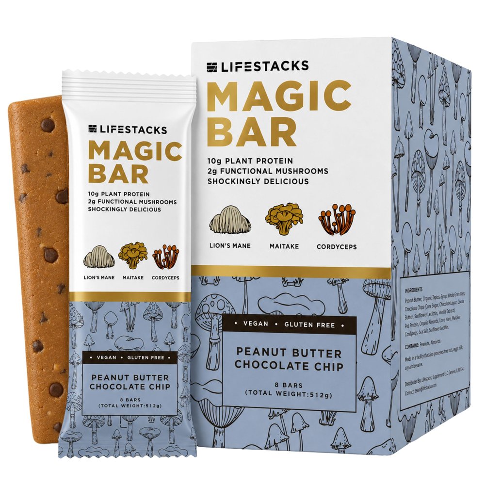 Lifestacks Magic Bar, Plant Based Energy Bars with 10g Protein, 8-Pack
