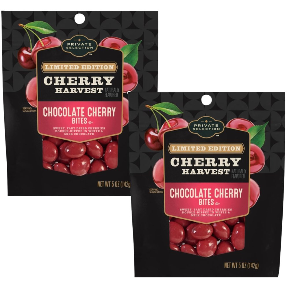Chocolate Cherry Bites, Limited Edition, Sweet Fruit Candy Snack, 5 oz, Pack of 2