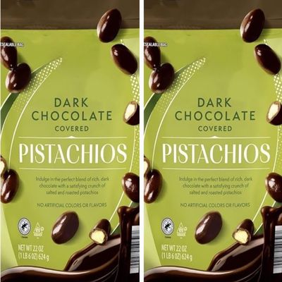 MADE IN USA, Dark Chocolate Covered Pistachios Premium Roasted Pistachios Coated in Rich Dark Chocolate, Gourmet Sweet & Salty Snack, Bulk Pack of 2 22 OZ TOTAL NET WT [ 44 OZ, 2.75 LBS ]
