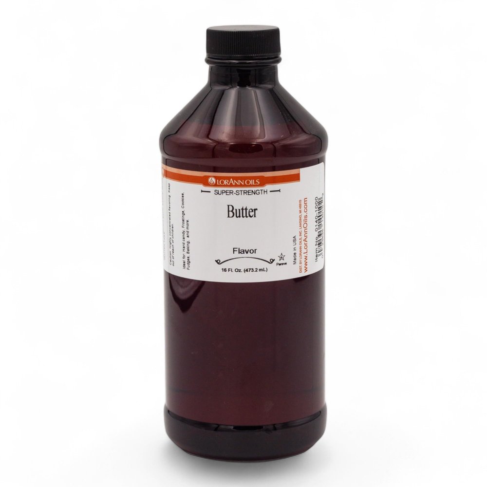 Lorann Oils Super Strength Butter Flavoring, Liquid Concentrate, Premium Quality, 16 Oz, Ideal for Baking, Cooking, and Frozen Desserts, Perfect for Cookies and Cakes, USA Made