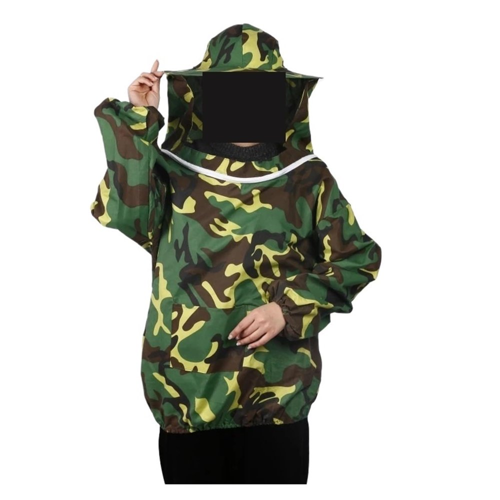 HUALUCK Foldable Beekeeping Suit Jacket Veil Set Double Zippered Beekeeping Protective Suit Anti-bee Beekeeper Clothing with Hat(Silver)