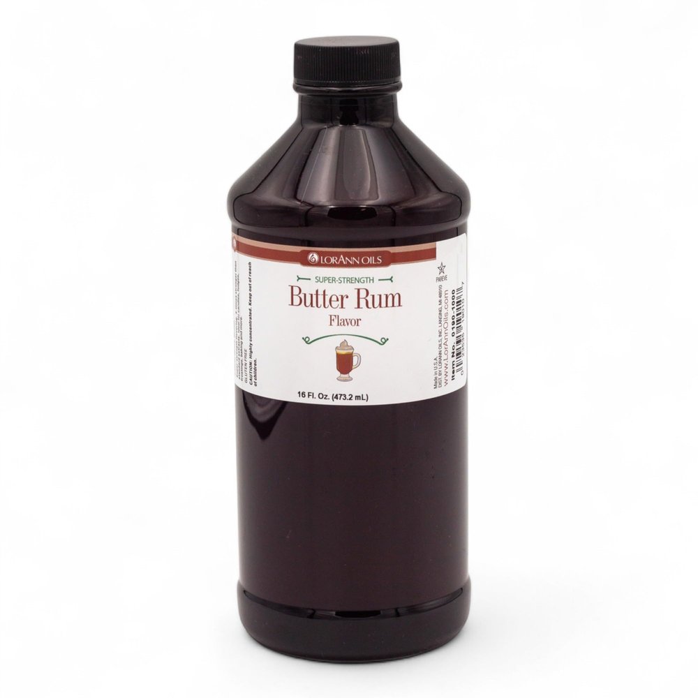 Lorann Oils Super Strength Butter Rum Flavoring, 16 Oz, Premium Culinary Extract, Perfect for Baking, Desserts, Ice Creams and Sauces, Enhance Your Baking Creations, USA Made
