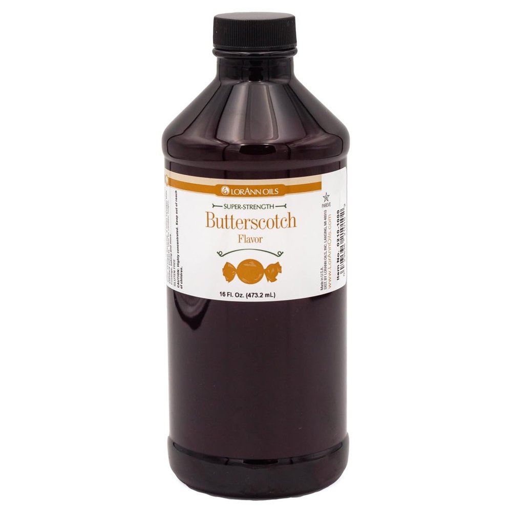 Lorann Oils Super Strength Butterscotch Flavoring, 16 Oz Liquid, Rich Butterscotch Extract, Ideal for Baking, Desserts, Sauces, Create Indulgent Treats, USA Made