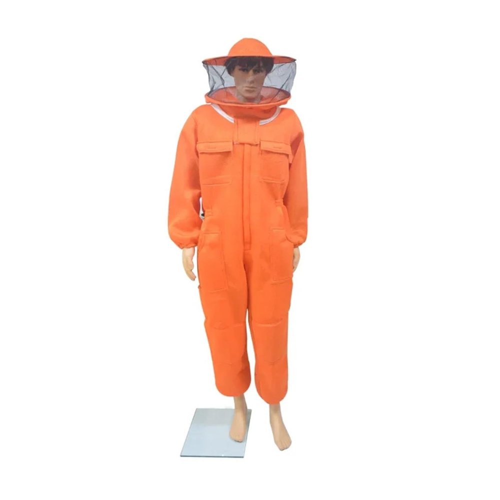 HUALUCK Beekeeping Protective Clothing 3D Air Cotton Bee Suit Beekeeper Costume Veil Hood Hat Anti-Bee Beekeeper Suit(Round Hat Red,XL)