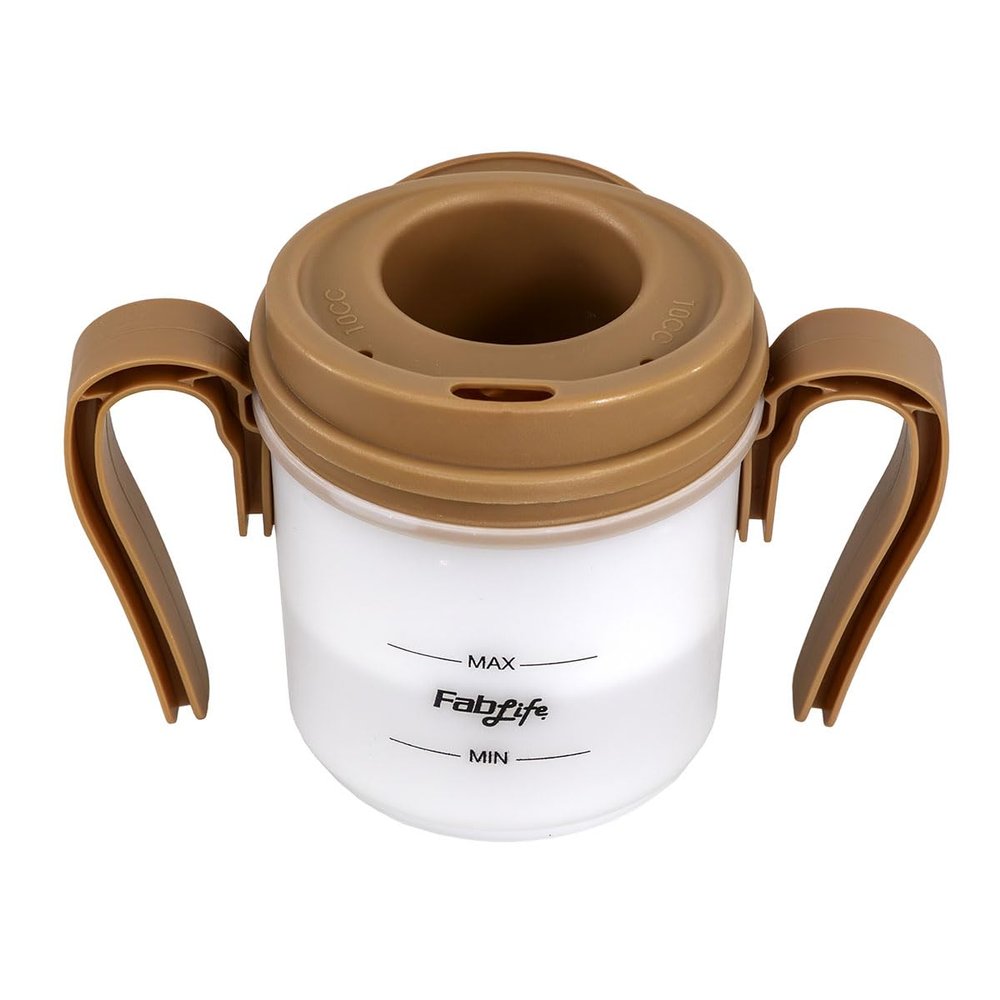 FabLife Regulated Drinking Cup, 8 oz 10cc Controlled Flow, Measured Liquid Dispensing for Dysphagia Support, Brown