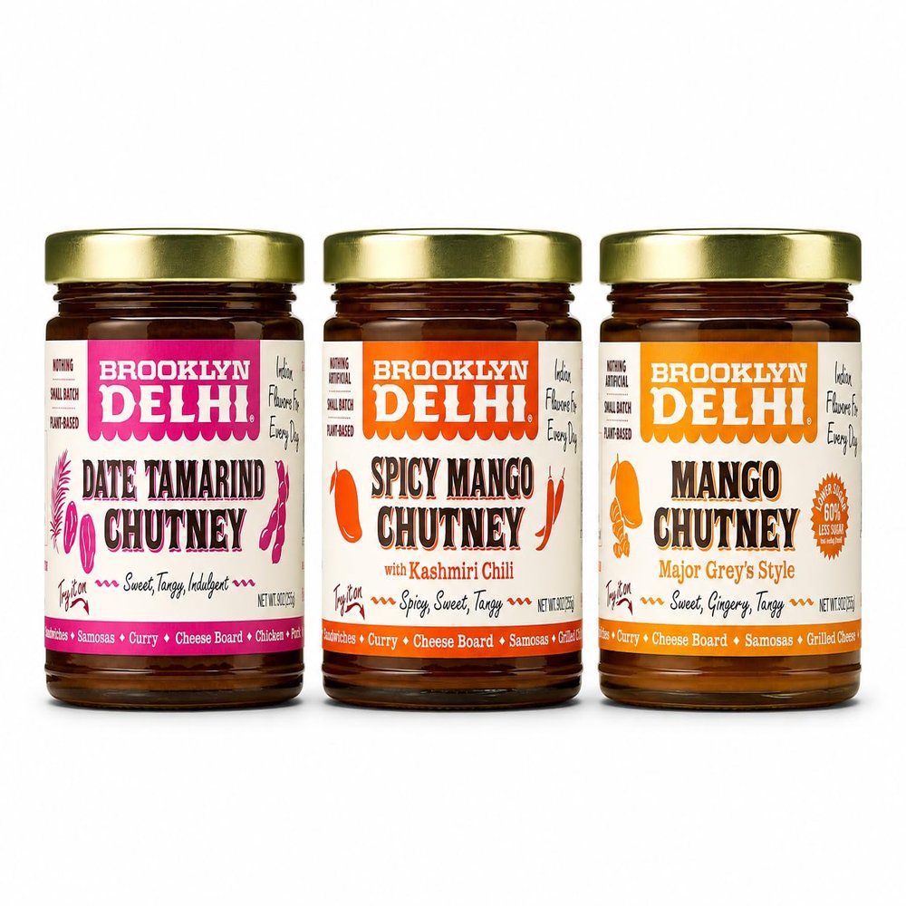 Brooklyn Delhi - Date Tamarind Chutney - Made with Sweet Dates and Tamarind - Vegan, Nothing Artificial - 9oz (9 Ounce, Pack of 3, Variety)
