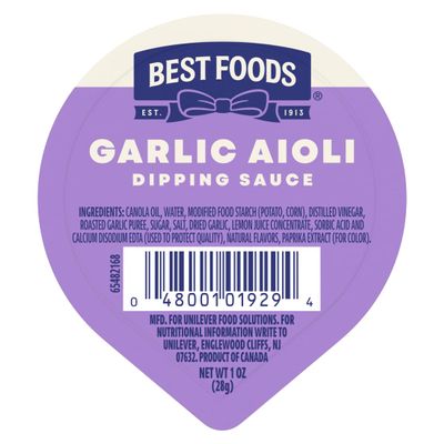 Best Foods Mayonnaise Garlic Aioli Dip Cup, No Artificial Flavors, No Artificial Colors, Gluten Free, 1 OZ (Pack of 108)