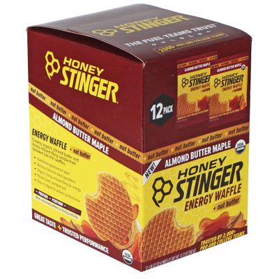 Honey Stinger Organic Almond Butter Maple Waffles - USDA Certified Non-GMO, Gluten-Free, Vegan Energy Snacks with Natural Maple & Almond Butter, Pack of 12