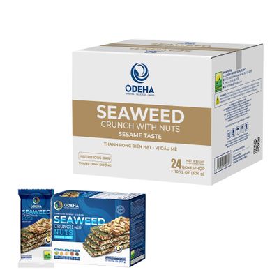 Seaweed Crunch with Nuts Sesame Taste ODEHA Vegan Snack Bars with Cashews, Almonds & Pumpkin Seeds Premium Asian Chips Sandwich Seaweed Seaweed Sheets, Office Snacks Variety Pack