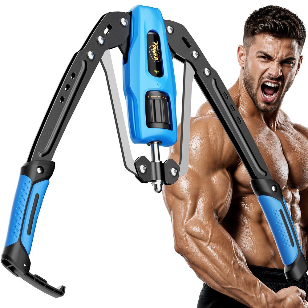 TYRSEN Twister Arm Trainer, Hydraulic Adjustable 22-440lbs Resistense for Chest Workout and Arm Exercise, Home Gym Workout Equipment for Upper Body Strength Training (Black and Blue)