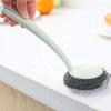 Nexuscribe Stainless Steel Scouring Sponge Brush, Ergonomic Plastic Handle with Hanging Hole, Non Scratch Wool Scrubber for Pot Pan Tile Grill and Daily Kitchenware Maintenance(Light Pink, 26 * 6) view 4