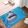 NBSKSDLK Smiling Shark Door Mat Heavy Duty Indoor Outdoor Doormat Non-Slip Absorbent Dirt Trapper Entry Rug Low-Profile Washable Floor Mats Flannel Bath Mat 16 x 24 Inch view 1