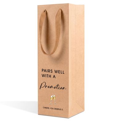 Job Promotion Wine Gift Bag, New Job Tall Single Wine Bottle Bags, Congratulations Kraft Paper Champagne Bag, Congrats Brown Paper Bags with Handles, promotion Gift for Men Women Party Supplies, 46
