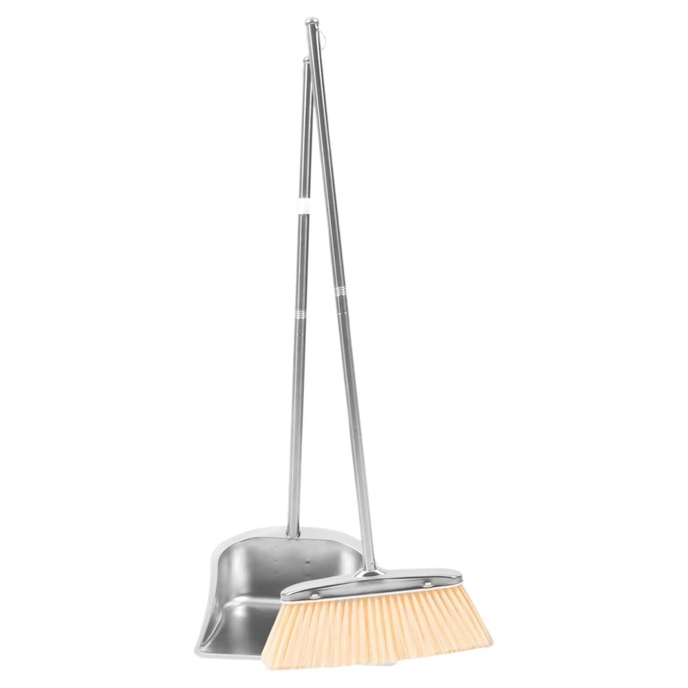 Kitchen Broom And Dustpan Set Wide Head, Stainless Steel, Easy Storage