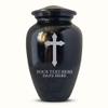 Personalized Extra Large Human Cremation Urn For Adult Ashes Men & Woman Up to 350 Lbs - Engraved Aluminum Urn with Name & Memorial Cross 8 Design - Polished Finish urn for Human Remains | Black view 1