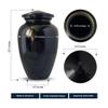 Personalized Extra Large Human Cremation Urn For Adult Ashes Men & Woman Up to 350 Lbs - Engraved Aluminum Urn with Name & Memorial Cross 8 Design - Polished Finish urn for Human Remains | Black view 4