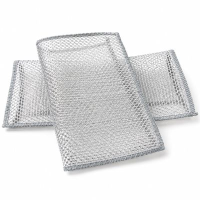 Silver Mesh Cleaning Cloth, Steel Wire Dishcloth, Non-Scratch, Multipurpose Scouring Pad, 2 Pack