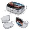Red Race Car Pill Case Square Travel Pill Organizer Portable Small Pill Box 2 Compartments Metal Medicine Box Sealed Pill Container Vitamins Medicine Organizer view 2