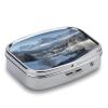 Winter Landscape in The Bavarian Alps Pill Case Square Travel Pill Organizer Portable Small Pill Box 2 Compartments Metal Medicine Box Sealed Pill Container Vitamins Medicine Organizer view 3