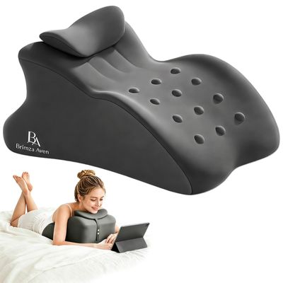 Ergonomic Memory Foam Support Pillow, Multi Position Wedge Pillow for Reading in Bed, Prone Sleeping & Lounging, Neck Back Chest Waist Support Cushion, Large Pillow with Breathable Washable Cover(B)