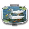 Two Ducks Pill Case Square Travel Pill Organizer Portable Small Pill Box 2 Compartments Metal Medicine Box Sealed Pill Container Vitamins Medicine Organizer view 1