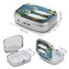 Two Ducks Pill Case Square Travel Pill Organizer Portable Small Pill Box 2 Compartments Metal Medicine Box Sealed Pill Container Vitamins Medicine Organizer view 2