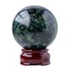 Malachite Crystal Sphere Gemstone Ball Sculpture Figurine with Wooden Stand for Divination Home Office Decoration Yoga,75-80mm view 1
