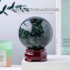 Malachite Crystal Sphere Gemstone Ball Sculpture Figurine with Wooden Stand for Divination Home Office Decoration Yoga,75-80mm view 2