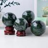 Malachite Crystal Sphere Gemstone Ball Sculpture Figurine with Wooden Stand for Divination Home Office Decoration Yoga,75-80mm view 3