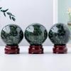 Malachite Crystal Sphere Gemstone Ball Sculpture Figurine with Wooden Stand for Divination Home Office Decoration Yoga,75-80mm view 4