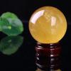 raw Stone Polished Yellow Crystal Ball Ornaments Calcite Iceland Spar Ornaments,Yellow,130mm view 1